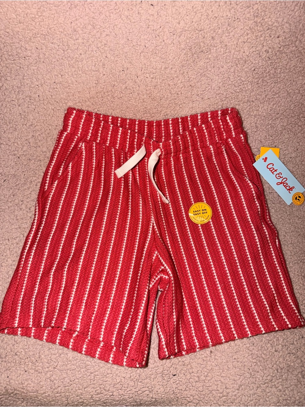 Cat & Jack Bright Red Knit Stripe Shorts